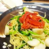 かぶとスモークサーモンのパスタ